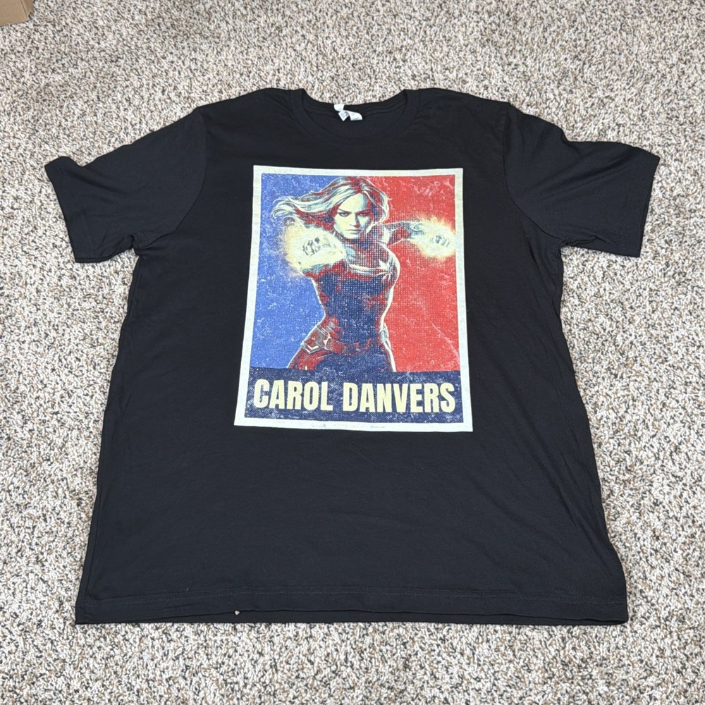 Captain Marvel Carol Danvers Movie Poster Black Bella Canvas T-Shirt XL
